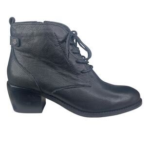 Carmela Women’s Black Leather Moto Ankle Boot Size 38 US 7/7.5